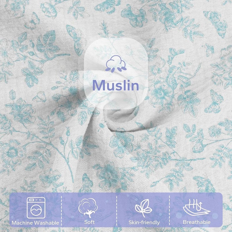FUNUPUP Muslin Baby Lounger Cover Compatible with Snuggle Me Lounger, Infant Lounger Pillow Cover for Newborn, Removable Newborn Lounger Cover for Boys and Girls, Only Cover, Blue Flower - Image 2